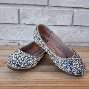 Girls‎ Silver Sparkly Rhinestone Flats | Size 9 by Link